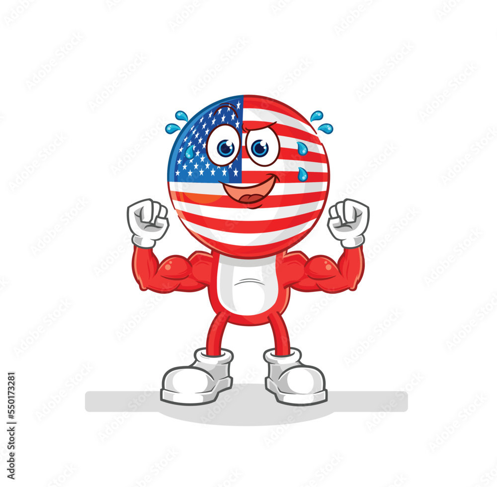america muscular cartoon. cartoon mascot vector