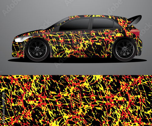 Rally car decal graphic wrap vector, abstract background