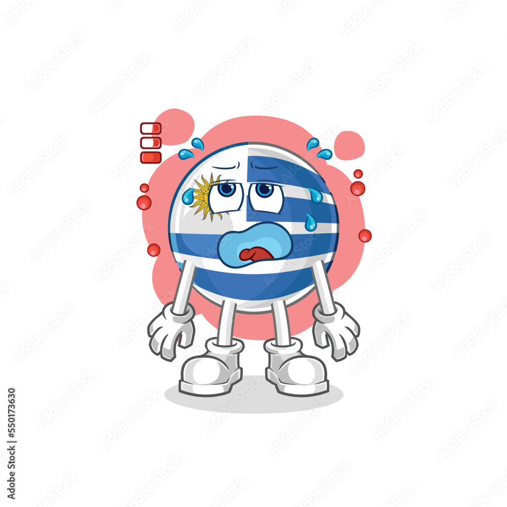 uruguay low battery mascot. cartoon vector