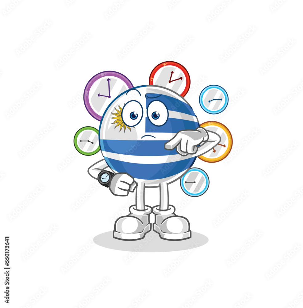 Fototapeta premium uruguay with wristwatch cartoon. cartoon mascot vector