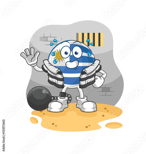 uruguay criminal in jail. cartoon character