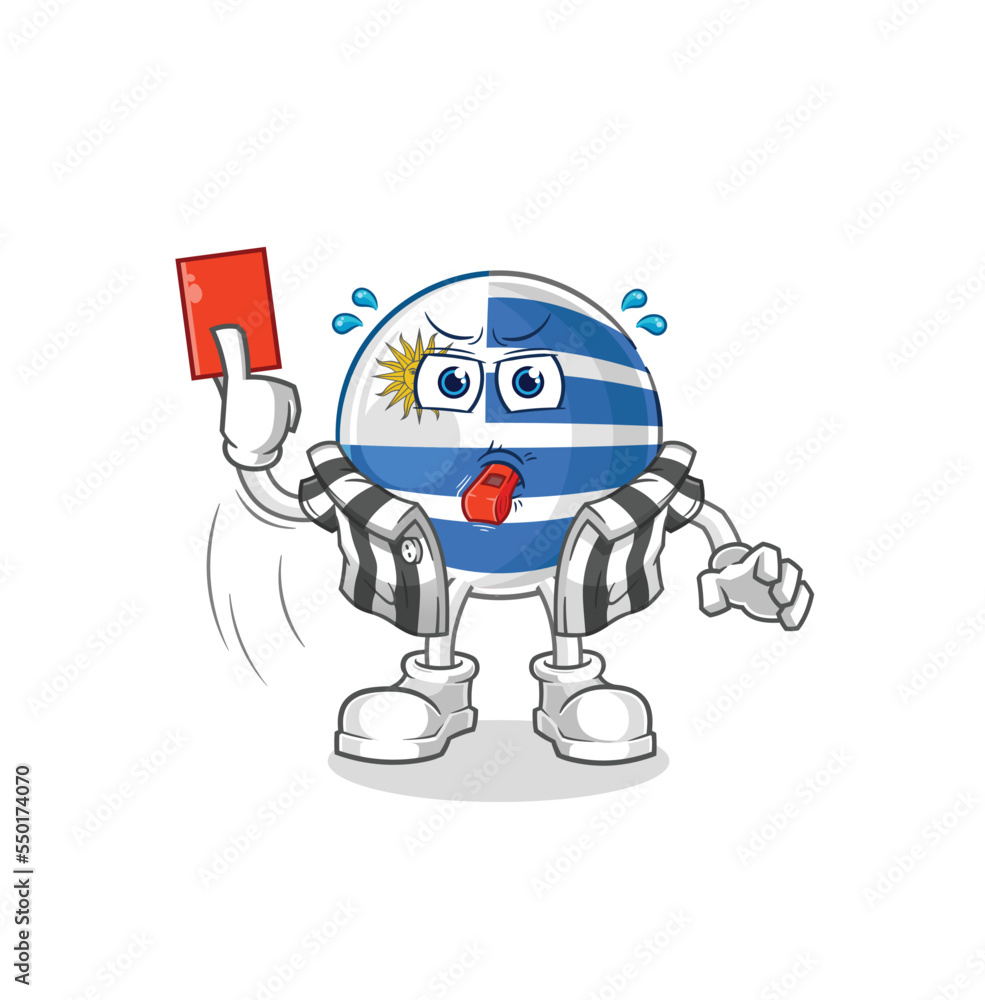 uruguay referee with red card illustration. character vector