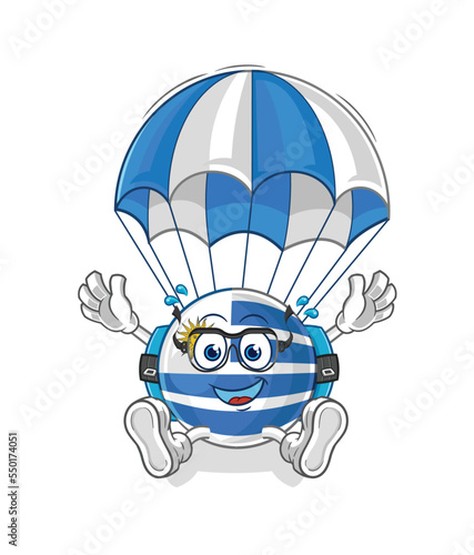 uruguay skydiving character. cartoon mascot vector