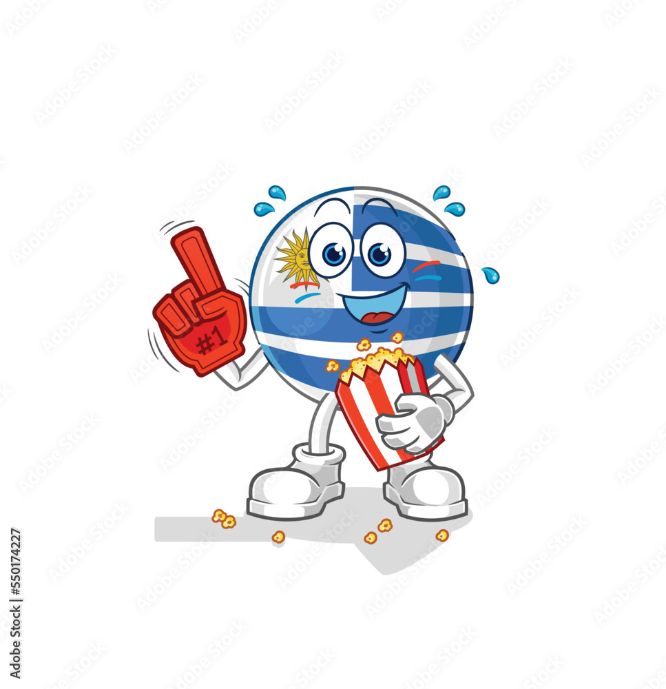 uruguay fan with popcorn illustration. character vector