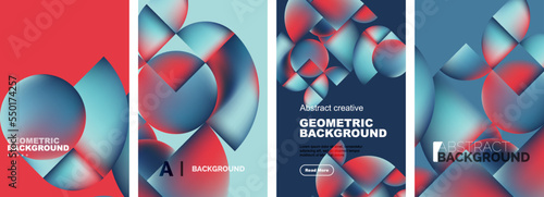 Vector set of abstract geometric posters designs. Collection of backgrounds, covers, templates, flyers, placards, brochures, banners