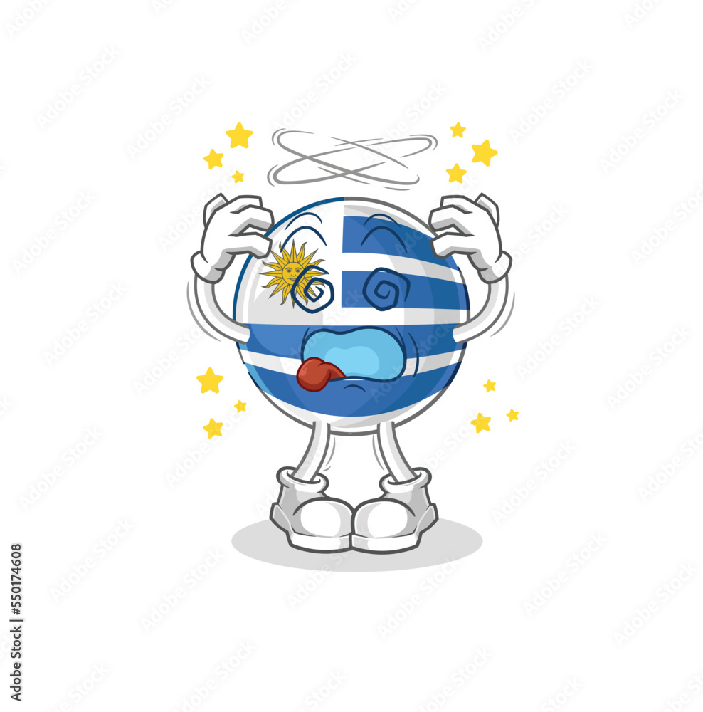 uruguay dizzy head mascot. cartoon vector uruguay dizzy head mascot. cartoon vector