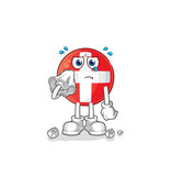 swiss cry with a tissue. cartoon mascot vector