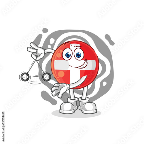 swiss hypnotizing cartoon. cartoon mascot vector