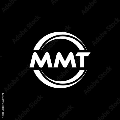 MMT letter logo design with black background in illustrator, vector logo modern alphabet font overlap style. calligraphy designs for logo, Poster, Invitation, etc. photo
