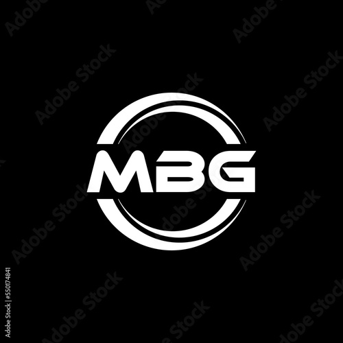 MBG letter logo design with black background in illustrator, vector logo modern alphabet font overlap style. calligraphy designs for logo, Poster, Invitation, etc. photo