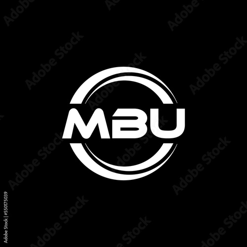 MBU letter logo design with black background in illustrator, vector logo modern alphabet font overlap style. calligraphy designs for logo, Poster, Invitation, etc. photo