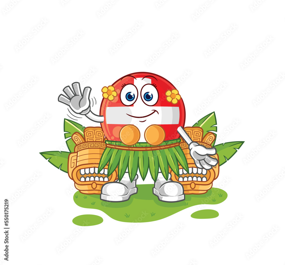 swiss hawaiian waving character. cartoon mascot vector swiss hawaiian waving character. cartoon mascot vector