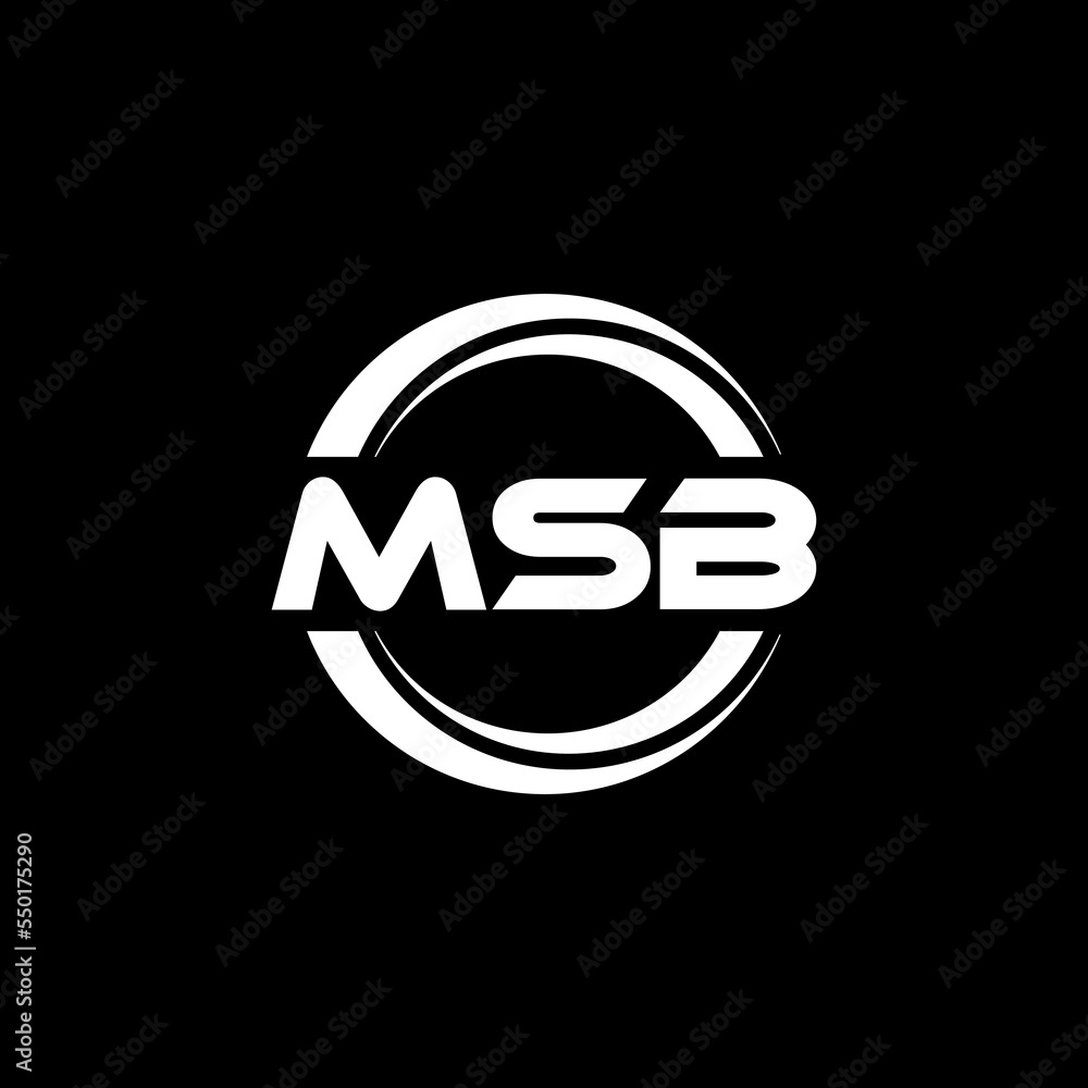 MSB letter logo design with black background in illustrator, vector ...