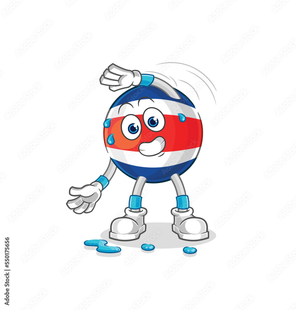 costa rica stretching character. cartoon mascot vector