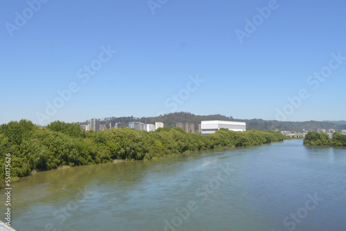  the city of concepcion and the biobio river in chile in the summer season with blue sky