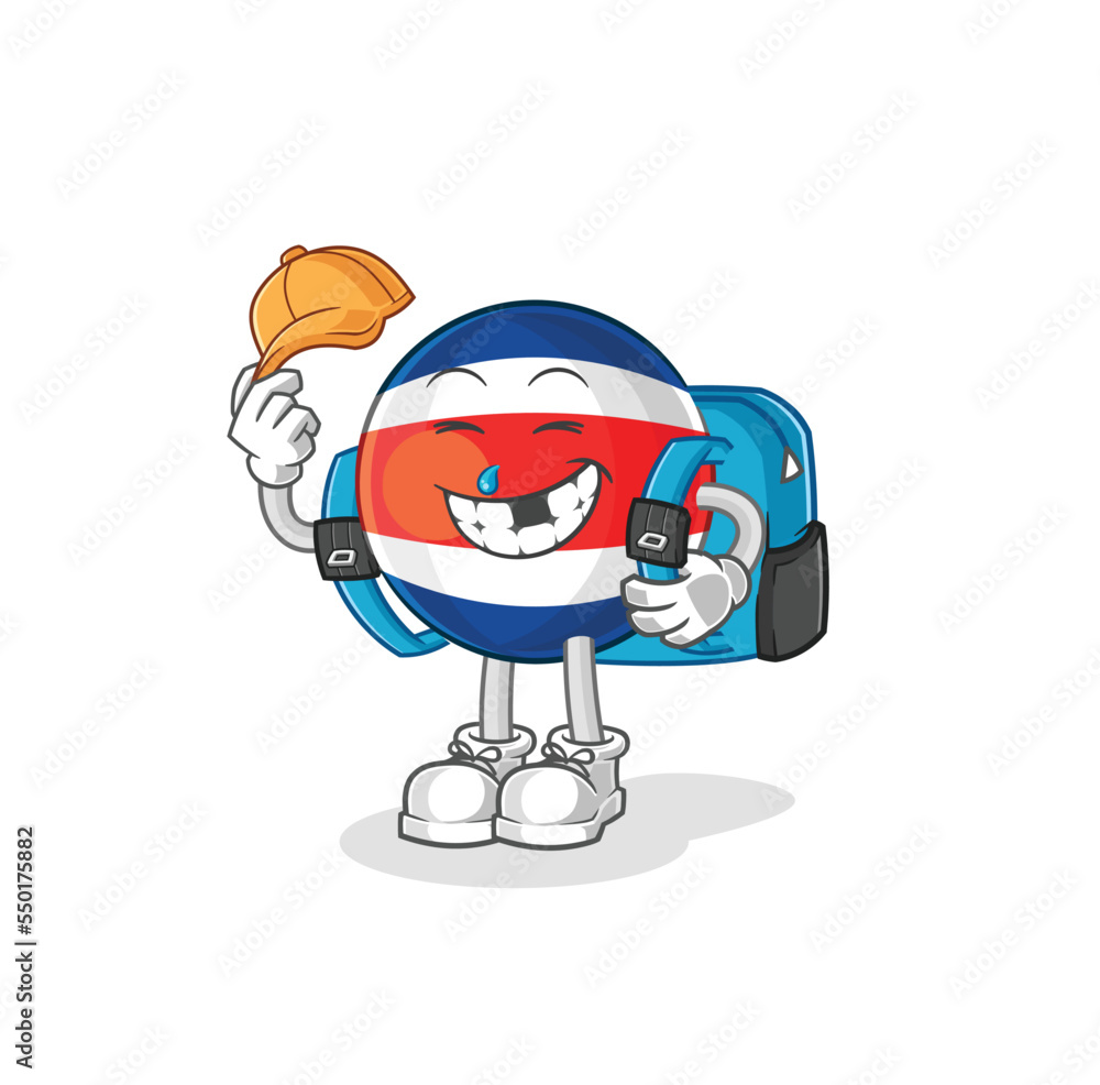 Obraz premium costa rica goes to school vector. cartoon character