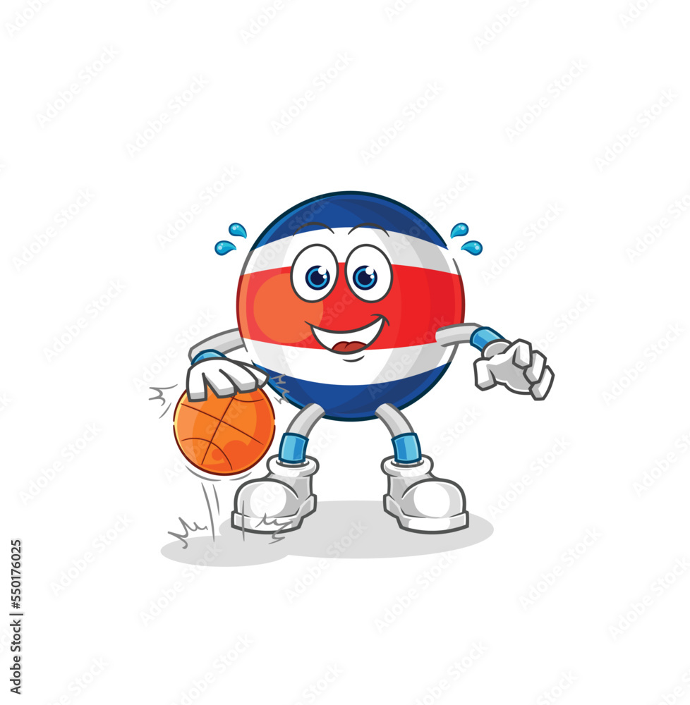 costa rica dribble basketball character. cartoon mascot vector