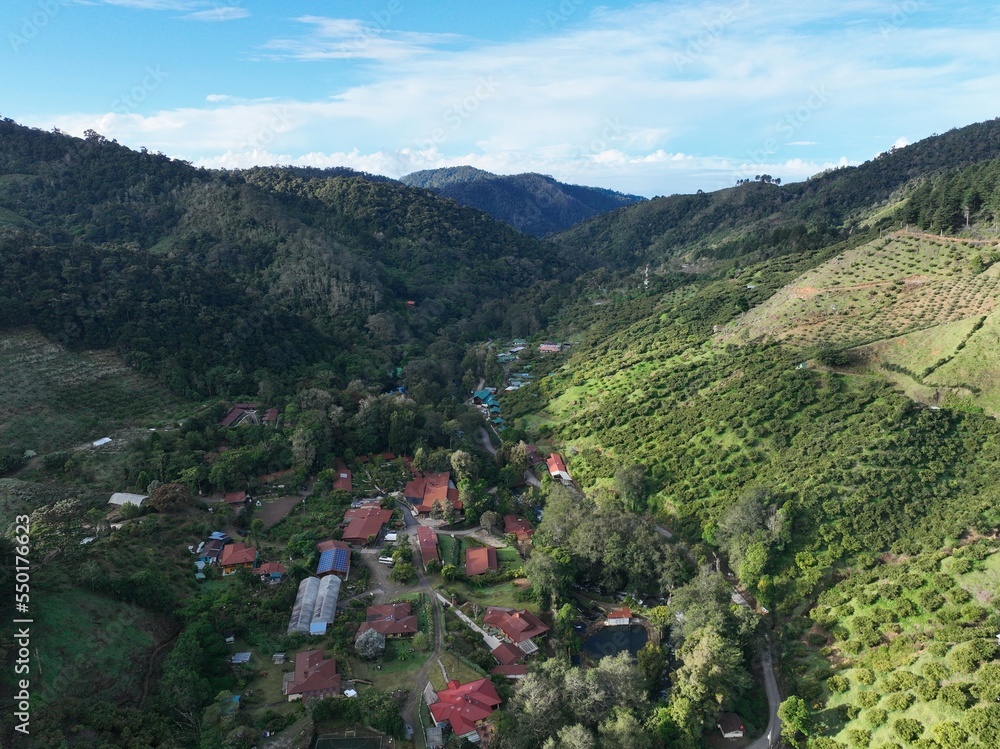 Aerial View of the Mountains of San Gerardo de Dota near the Savegre River in Costa Rica Aerial View of the Mountains of San Gerardo de Dota near the Savegre River in Costa Rica
