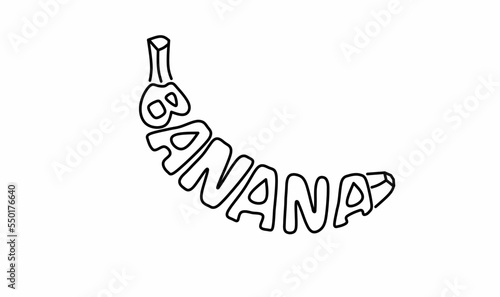 banana hand lettering in the shape of a banana fruit