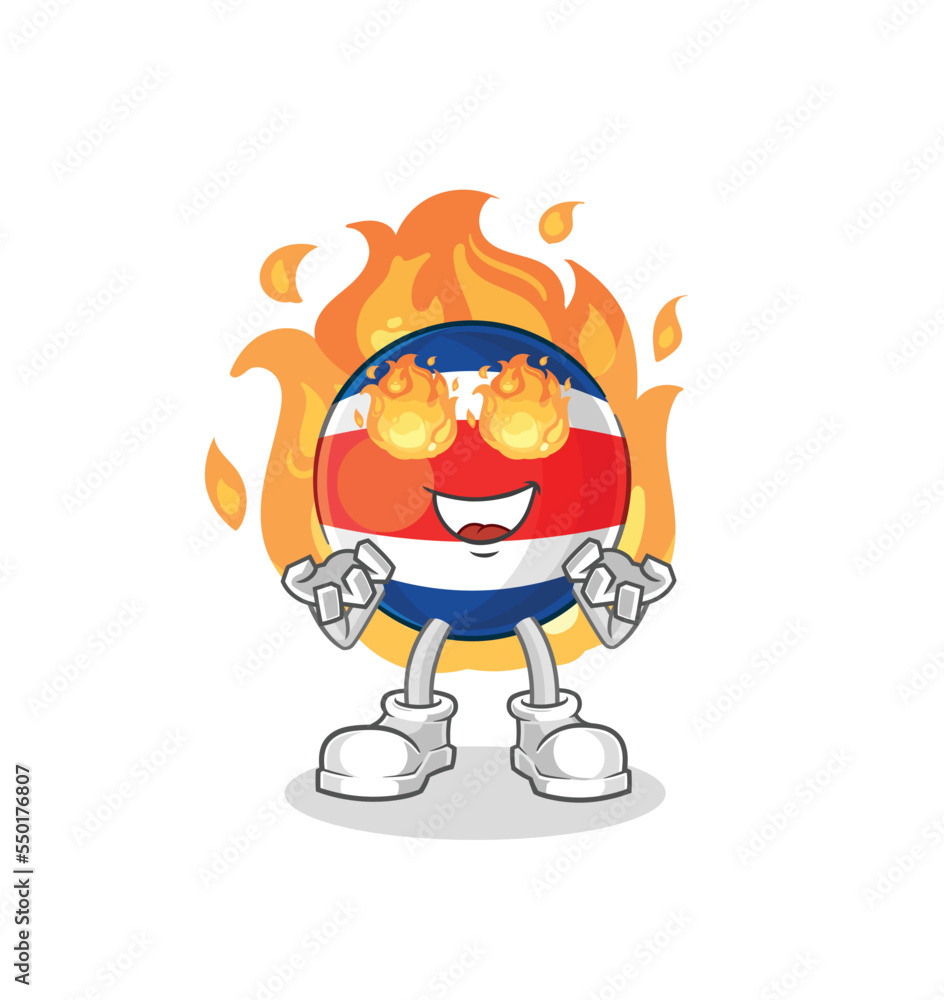 Obraz premium costa rica on fire mascot. cartoon vector
