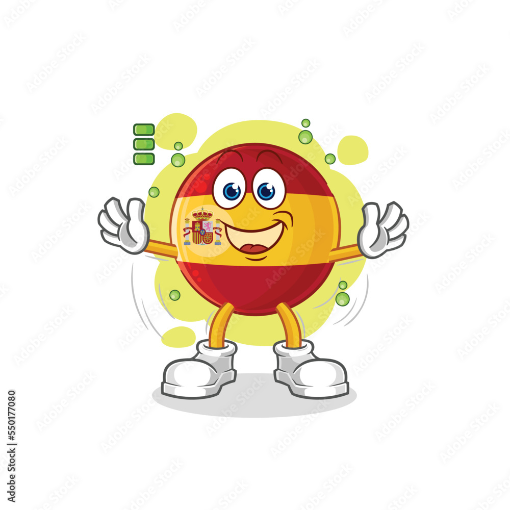 spain full battery character. cartoon mascot vector