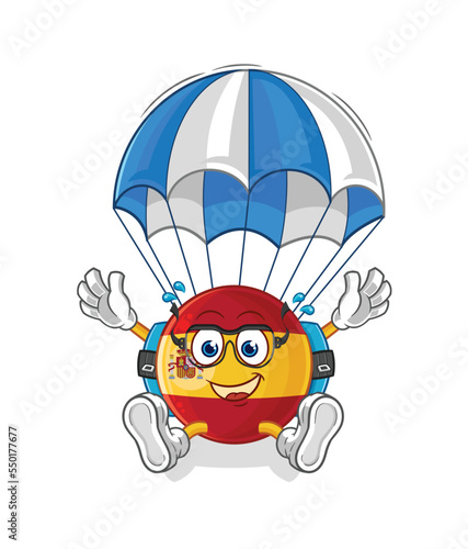 spain skydiving character. cartoon mascot vector