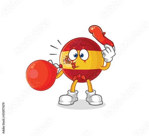 spain pantomime blowing balloon. cartoon mascot vector