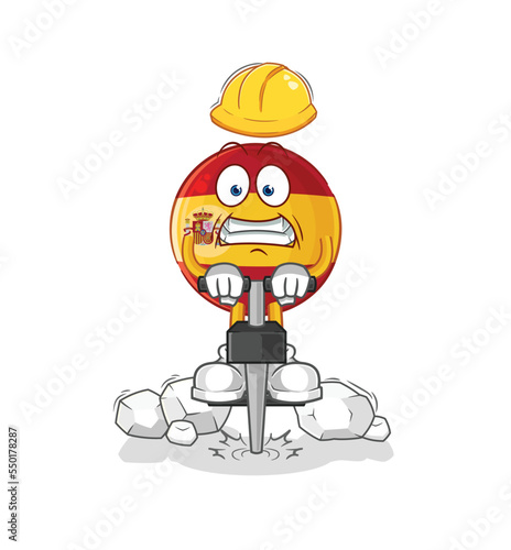 spain drill the ground cartoon character vector