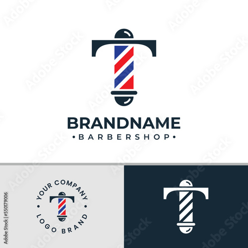 Letter T Barbershop Logo, suitable for any business related to barbershop with T initial.