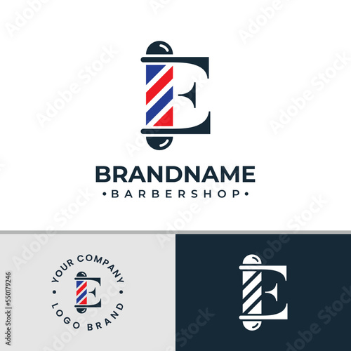 Letter E Barbershop Logo, suitable for any business related to barbershop with E initial.