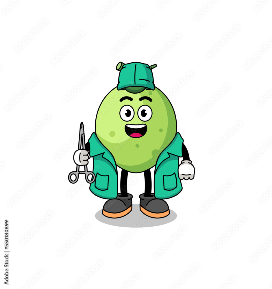 Illustration of coconut mascot as a surgeon