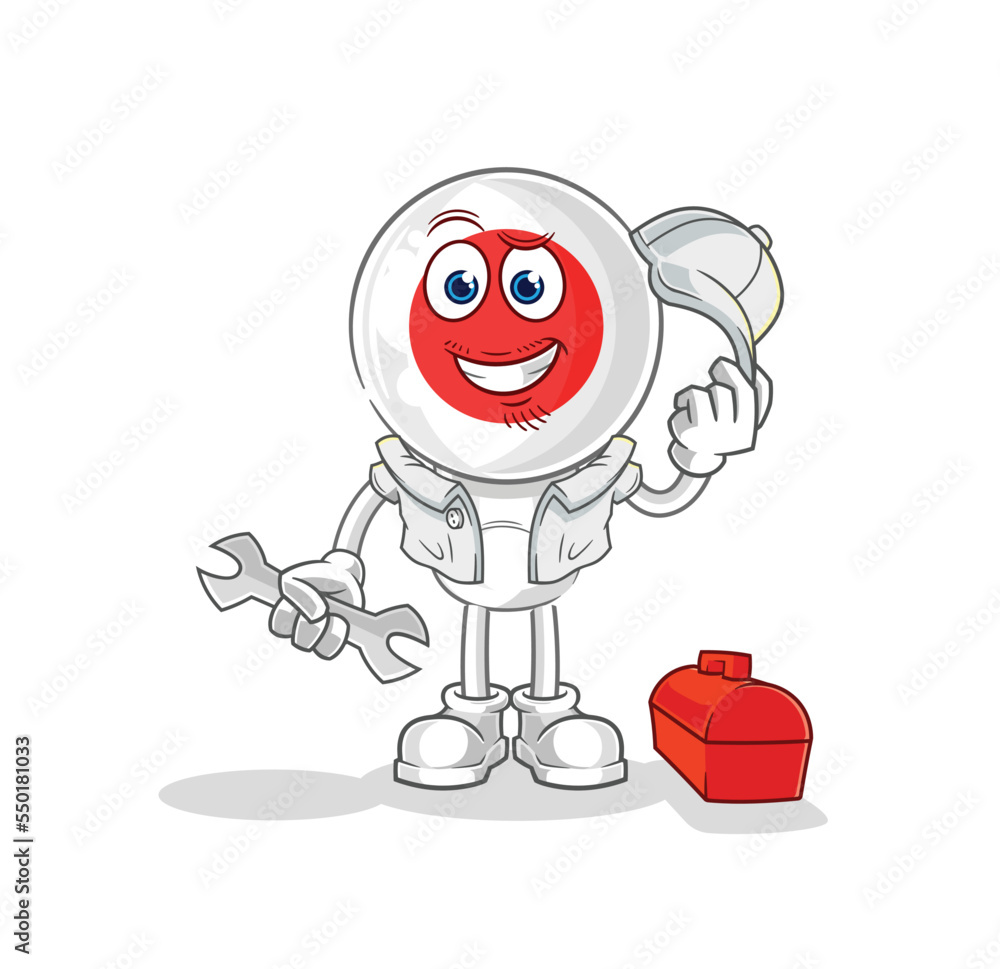 japan mechanic cartoon. cartoon mascot vector japan mechanic cartoon. cartoon mascot vector