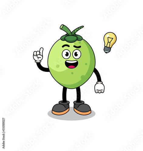 coconut cartoon with get an idea pose