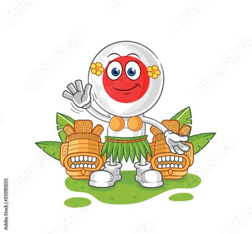 japan hawaiian waving character. cartoon mascot vector