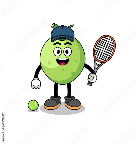 coconut illustration as a tennis player