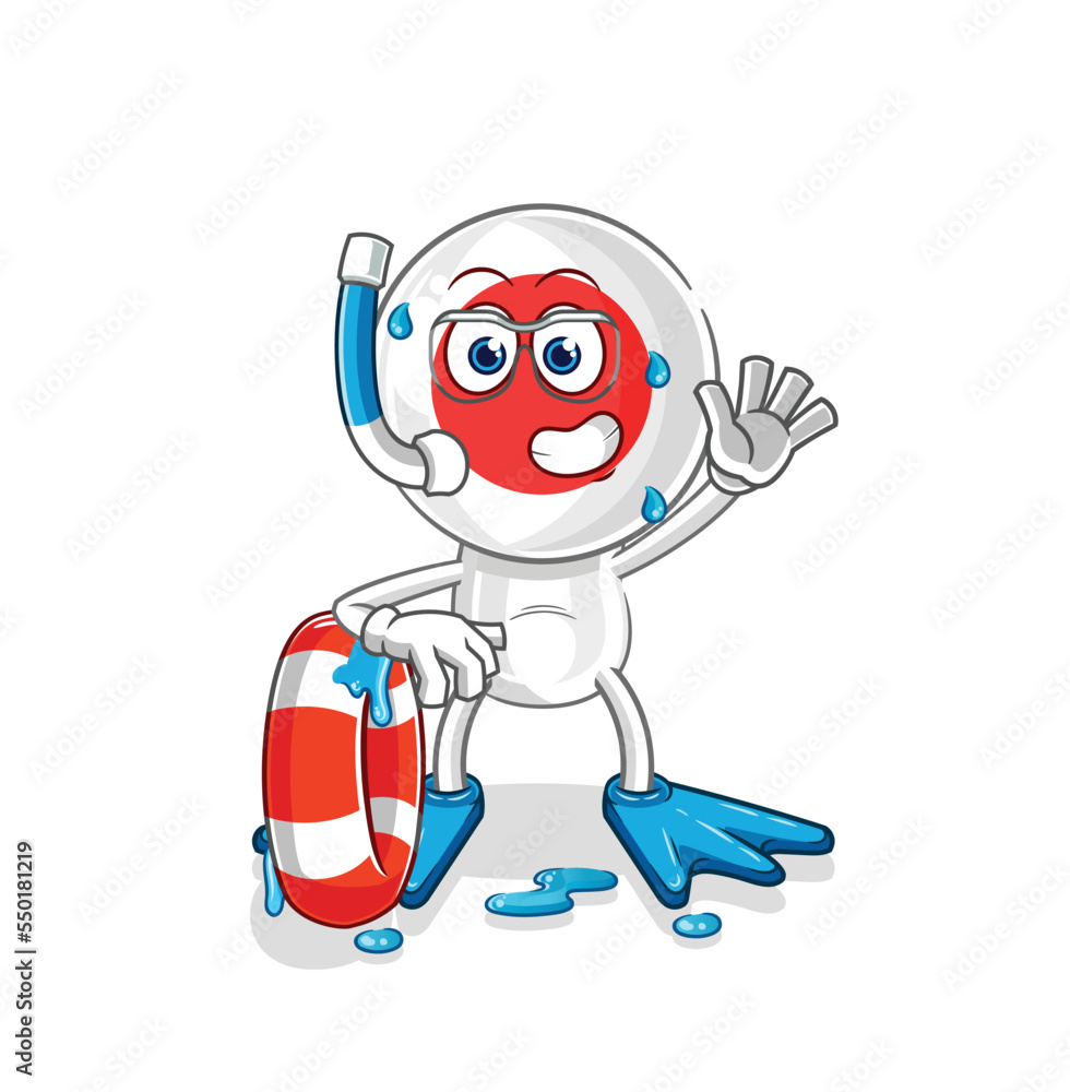 japan swimmer with buoy mascot. cartoon vector