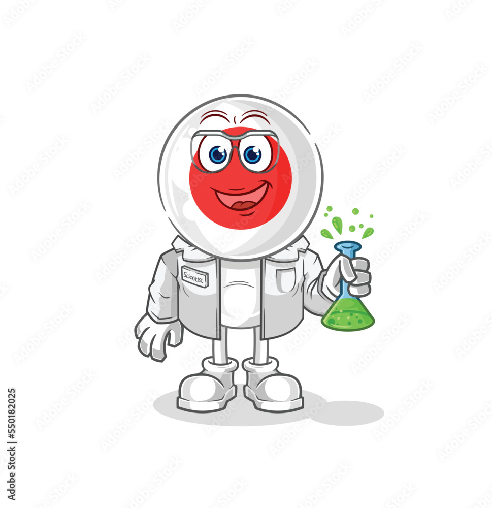 japan scientist character. cartoon mascot vector japan scientist character. cartoon mascot vector