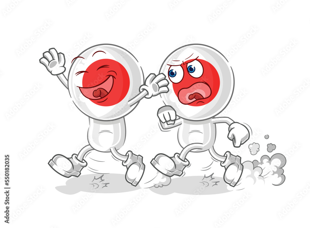 japan play chase cartoon. cartoon mascot vector japan play chase cartoon. cartoon mascot vector