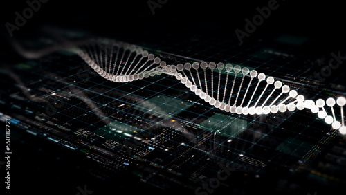 Fotografía Futuristic holographic advance biomedical DNA sequence analysis diagnostic head