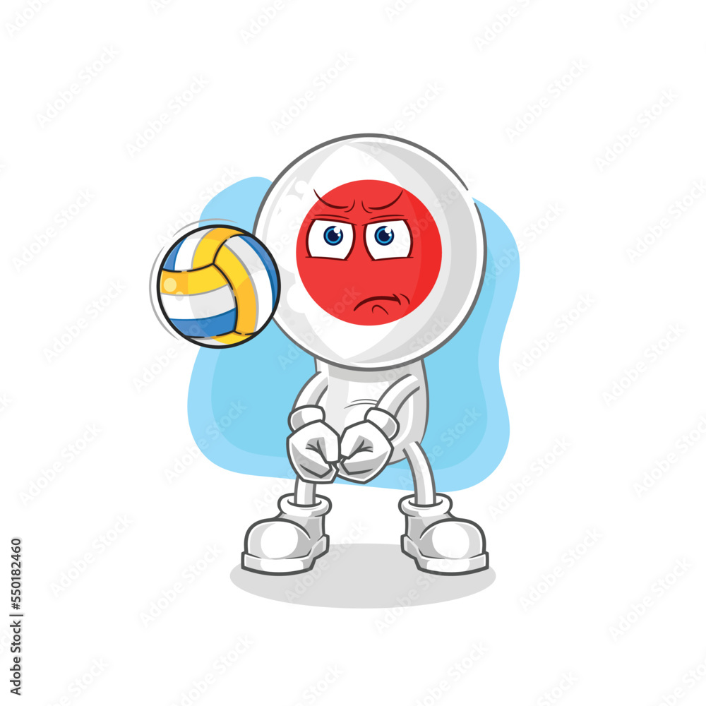Obraz premium japan play volleyball mascot. cartoon vector