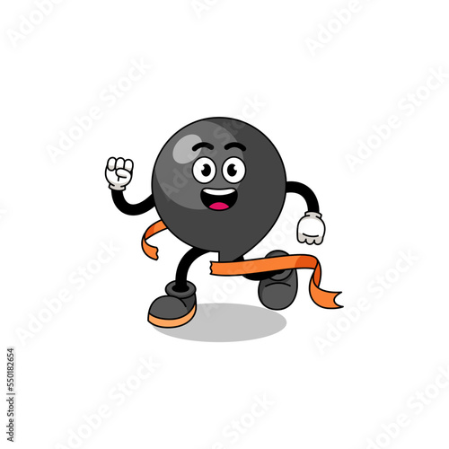 Tableau sur toile Mascot cartoon of comma symbol running on finish line