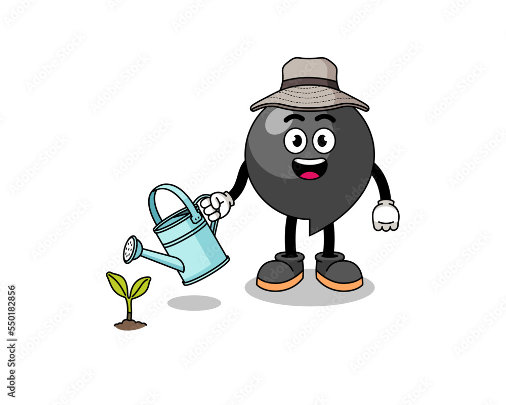 Illustration of comma symbol cartoon watering the plant Illustration of comma symbol cartoon watering the plant