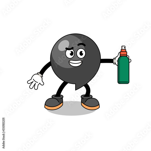 comma symbol illustration cartoon holding mosquito repellent