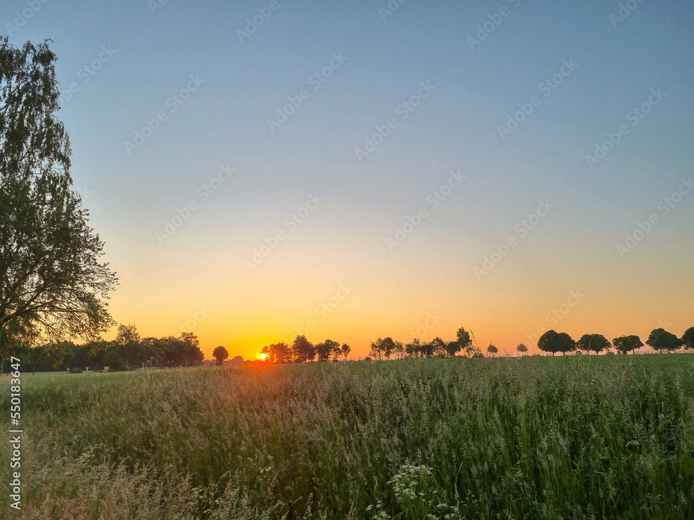 Obraz premium Beautiful sunrise in the field in Wunstorf Germany