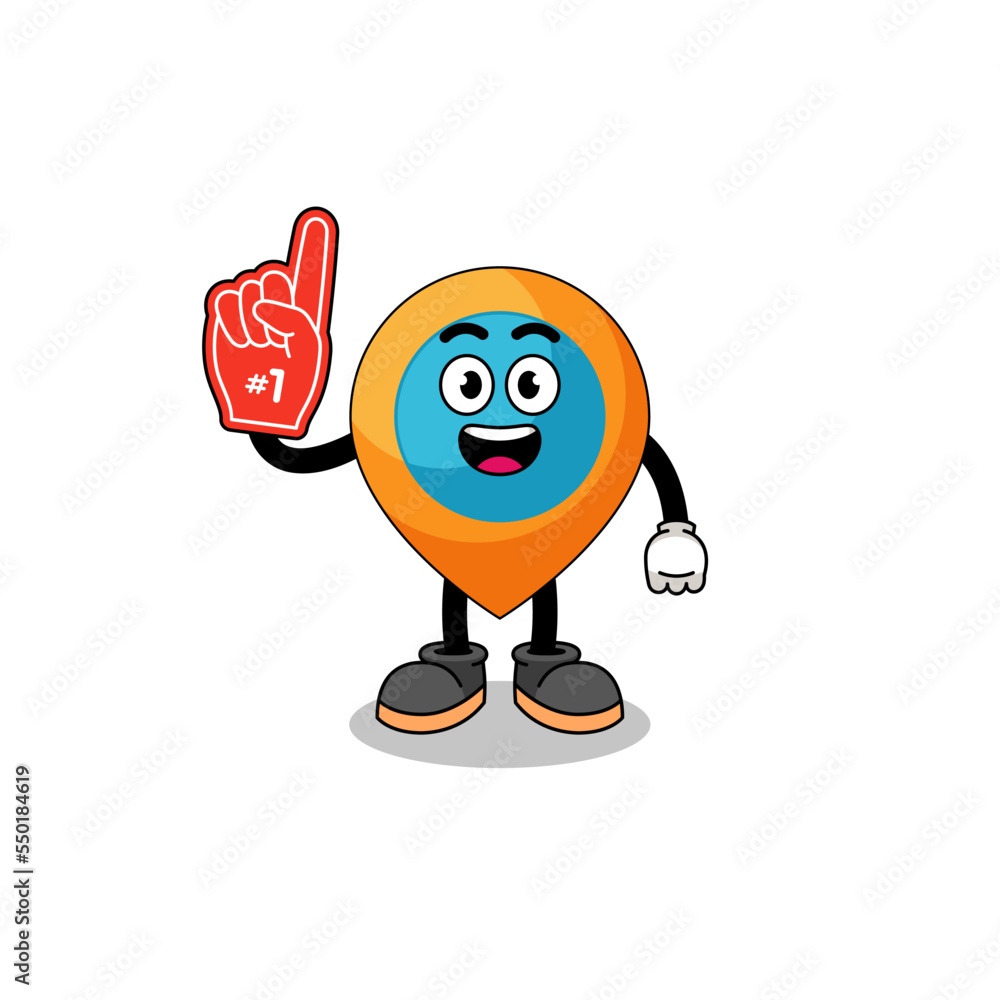 Cartoon mascot of location symbol number 1 fans Cartoon mascot of location symbol number 1 fans