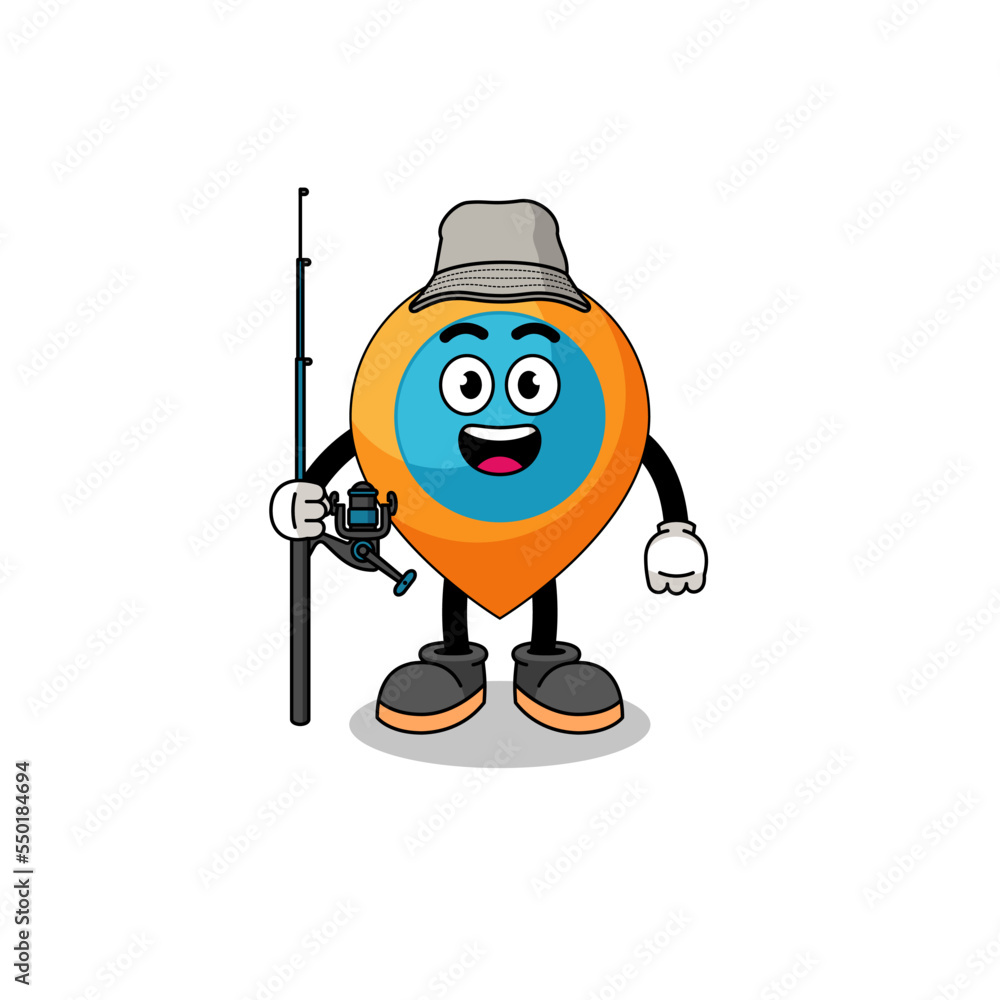 Mascot Illustration of location symbol fisherman Mascot Illustration of location symbol fisherman