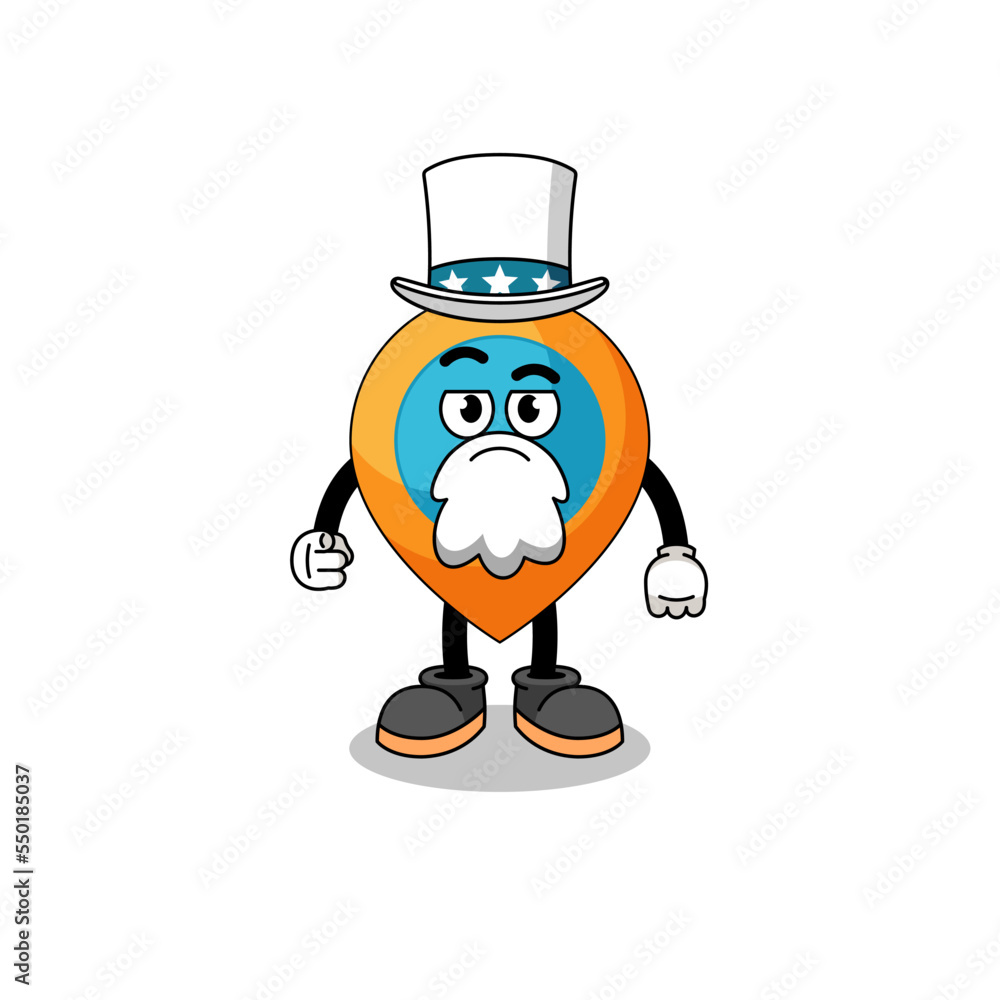 Illustration of location symbol cartoon with i want you gesture Illustration of location symbol cartoon with i want you gesture