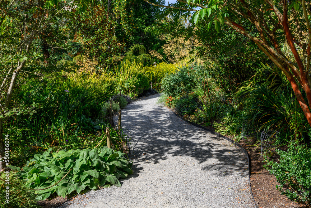 Gravel path through a secret garden on a sunny summer day, exploring nature
Gravel path through a secret garden on a sunny summer day, exploring nature