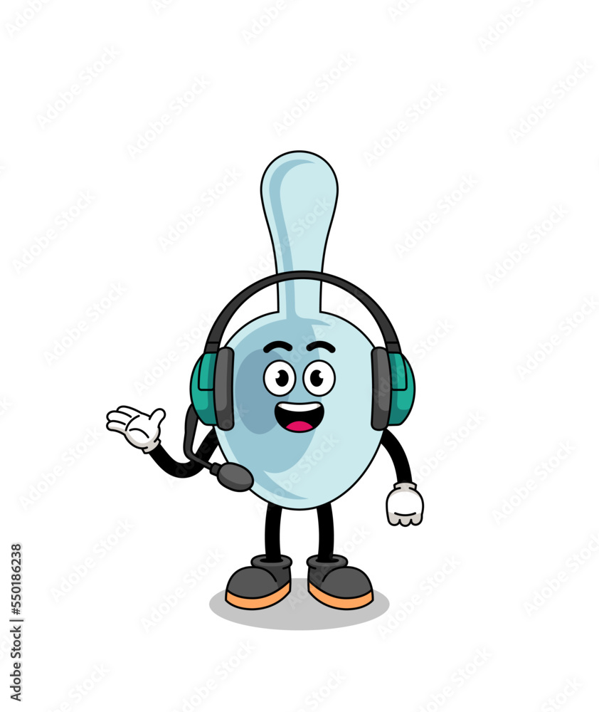 Mascot Illustration of spoon as a customer services Mascot Illustration of spoon as a customer services