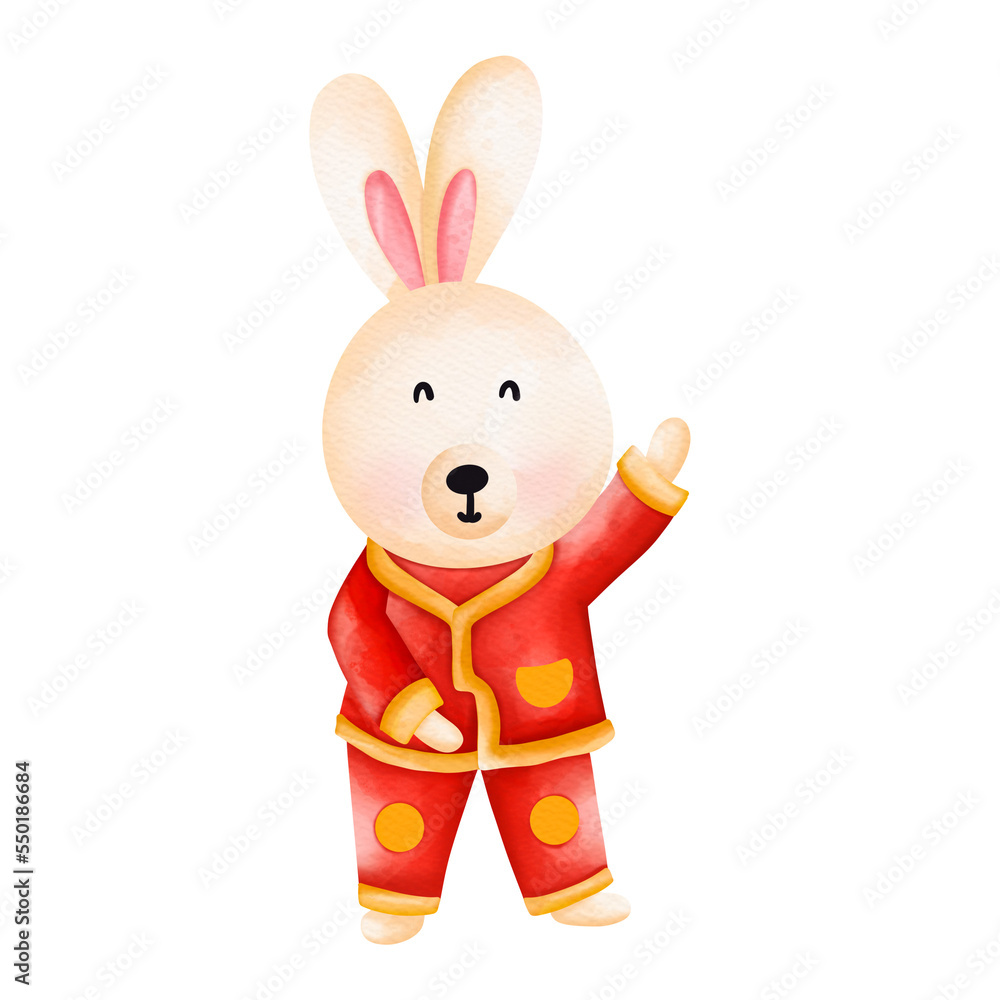 Cute bunny in Chinese traditional costume, Cheongsam dress Cute bunny in Chinese traditional costume, Cheongsam dress